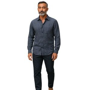 Joe's Jeans Cooper Collection Linen Pinstripe Long Sleeve Button Down Men  L NWT